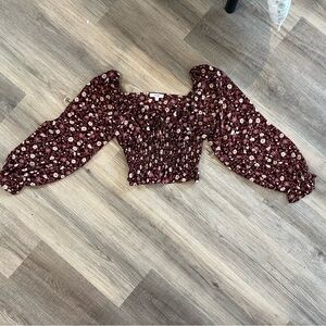 Elegant Burgundy Floral Blouse